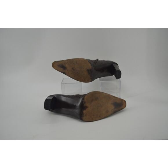 Sibyl Vane Booties Brown Leather Handmade Boot Pointed Toe Side Zipper Size 9 - Picture 5 of 12